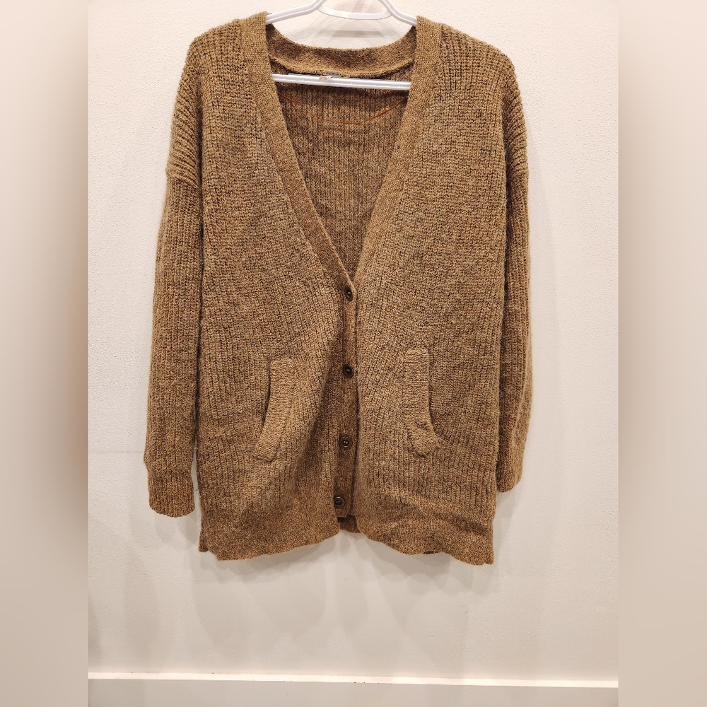 Free People Oversized Cardigan Sweater, Brown, Size US XS